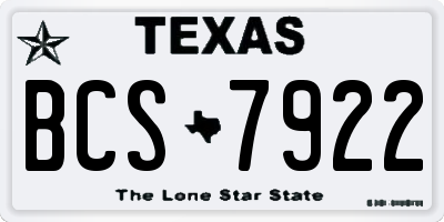 TX license plate BCS7922