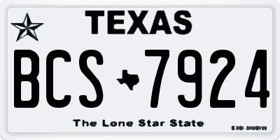 TX license plate BCS7924