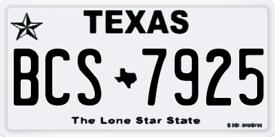 TX license plate BCS7925