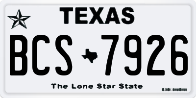 TX license plate BCS7926
