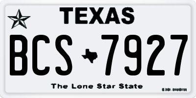 TX license plate BCS7927