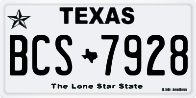 TX license plate BCS7928