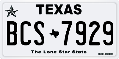 TX license plate BCS7929