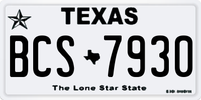 TX license plate BCS7930