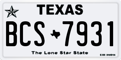 TX license plate BCS7931