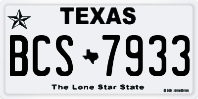 TX license plate BCS7933