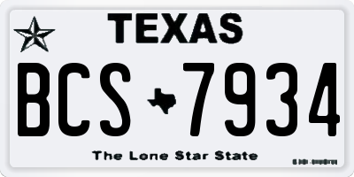 TX license plate BCS7934