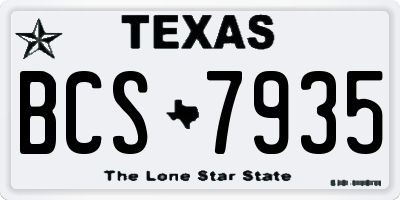 TX license plate BCS7935