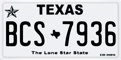 TX license plate BCS7936