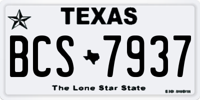 TX license plate BCS7937