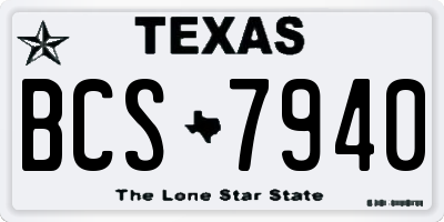 TX license plate BCS7940