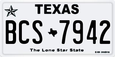 TX license plate BCS7942