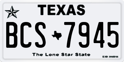 TX license plate BCS7945