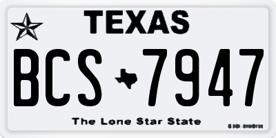 TX license plate BCS7947