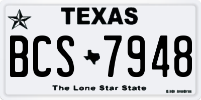 TX license plate BCS7948