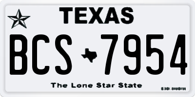 TX license plate BCS7954