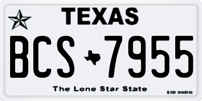 TX license plate BCS7955
