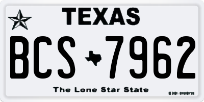 TX license plate BCS7962