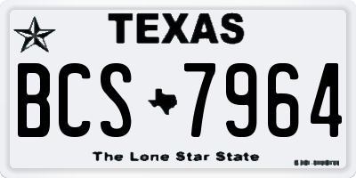 TX license plate BCS7964