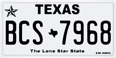 TX license plate BCS7968