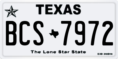 TX license plate BCS7972
