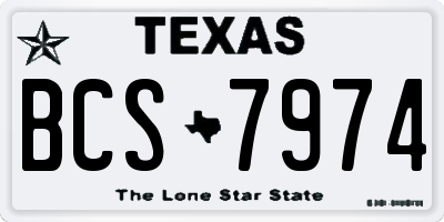 TX license plate BCS7974