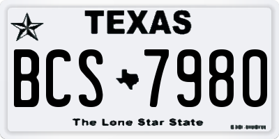 TX license plate BCS7980