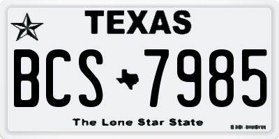 TX license plate BCS7985