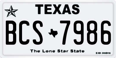 TX license plate BCS7986