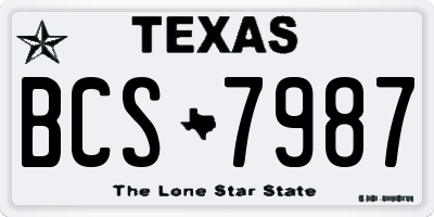 TX license plate BCS7987