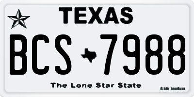 TX license plate BCS7988