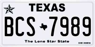 TX license plate BCS7989
