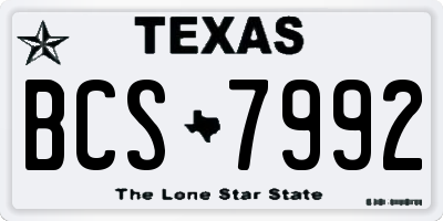 TX license plate BCS7992