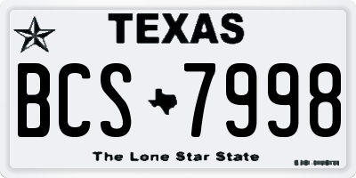 TX license plate BCS7998