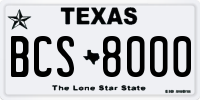 TX license plate BCS8000