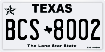 TX license plate BCS8002
