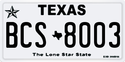 TX license plate BCS8003