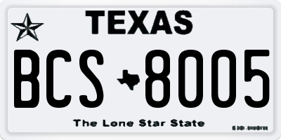 TX license plate BCS8005
