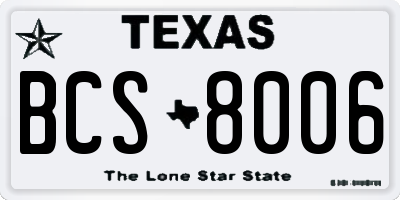 TX license plate BCS8006