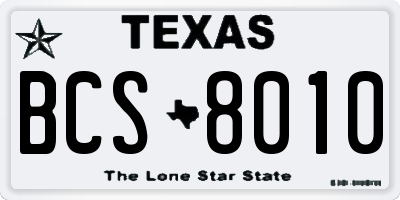 TX license plate BCS8010