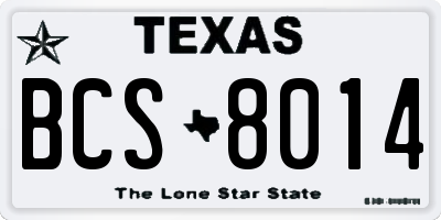 TX license plate BCS8014
