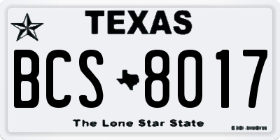 TX license plate BCS8017