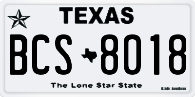 TX license plate BCS8018