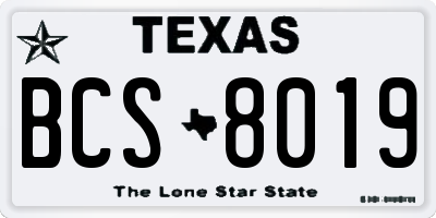 TX license plate BCS8019