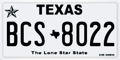 TX license plate BCS8022