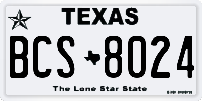 TX license plate BCS8024