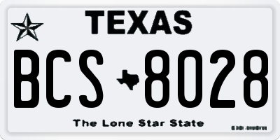 TX license plate BCS8028