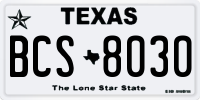 TX license plate BCS8030