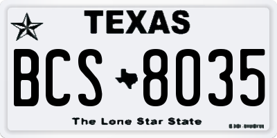 TX license plate BCS8035