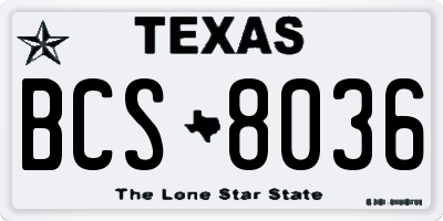 TX license plate BCS8036